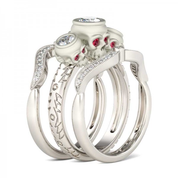 skull wedding ring set